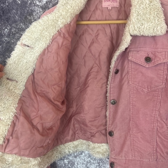 Drum Jeans Corduroy Jacket women M Pink Embroidered flowers 70s retro Penny Lane - Picture 12 of 13